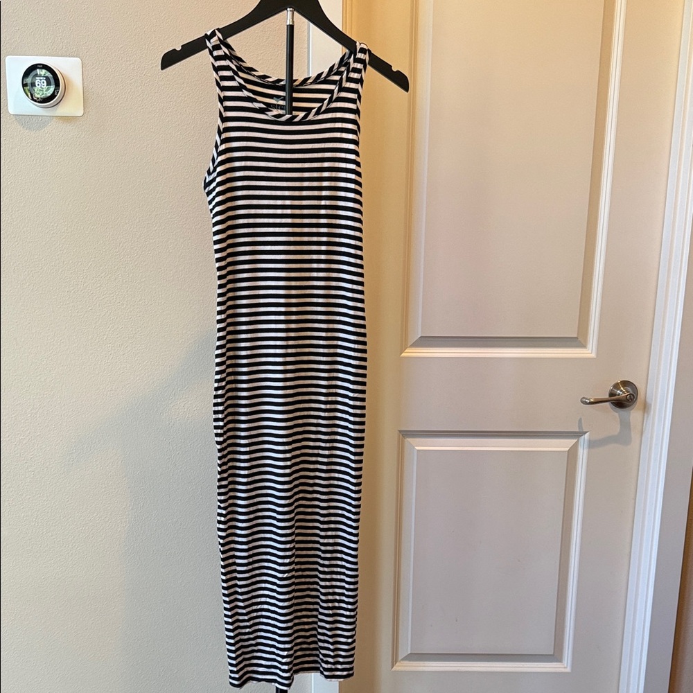 Stem Black and White Striped Maxi Dress